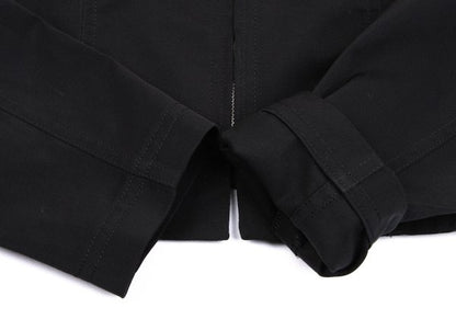 Y's Poly Collarless Cropped Zip Jacket Black Size M