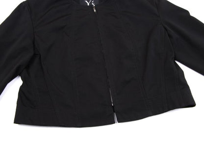 Y's Poly Collarless Cropped Zip Jacket Black Size M