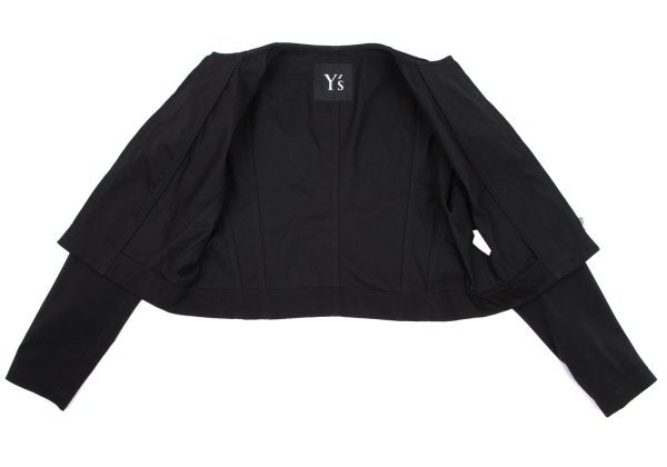 Y's Poly Collarless Cropped Zip Jacket Black Size M