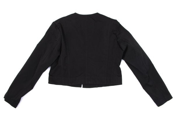 Y's Poly Collarless Cropped Zip Jacket Black Size M