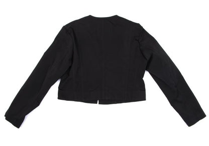 Y's Poly Collarless Cropped Zip Jacket Black Size M