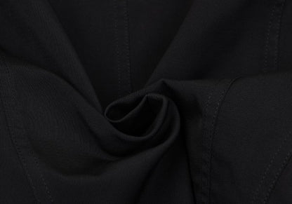 Y's Poly Collarless Cropped Zip Jacket Black Size M