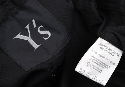 Y's Poly Collarless Cropped Zip Jacket Black Size M
