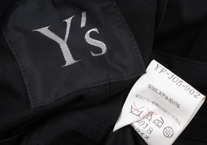 Y's Poly Collarless Cropped Zip Jacket Black Size M