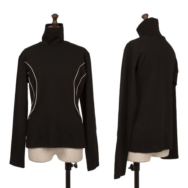 Y's Piping Wool Blend High Neck Knit Sweater Black Size M