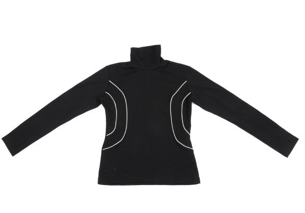 Y's Piping Wool Blend High Neck Knit Sweater Black Size M