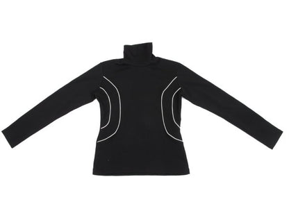 Y's Piping Wool Blend High Neck Knit Sweater Black Size M