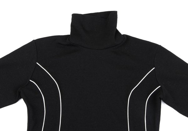 Y's Piping Wool Blend High Neck Knit Sweater Black Size M
