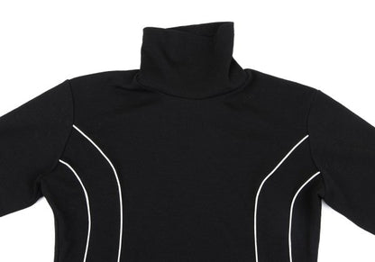 Y's Piping Wool Blend High Neck Knit Sweater Black Size M