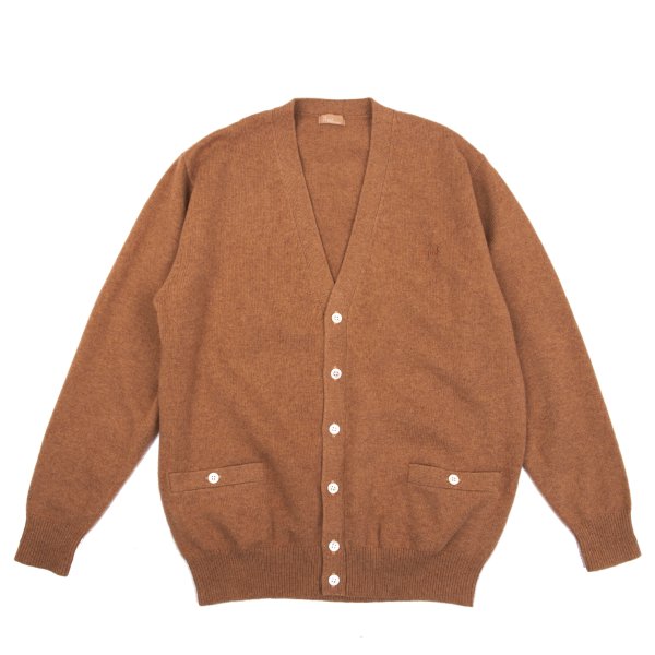 Papas Logo Embroidered Wool Knit Cardigan Brown Size M