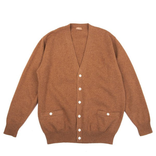 Papas Logo Embroidered Wool Knit Cardigan Brown Size M