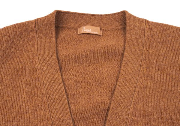Papas Logo Embroidered Wool Knit Cardigan Brown Size M