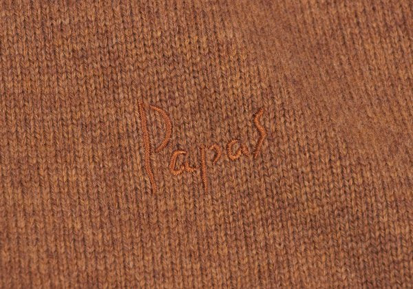 Papas Logo Embroidered Wool Knit Cardigan Brown Size M