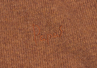 Papas Logo Embroidered Wool Knit Cardigan Brown Size M
