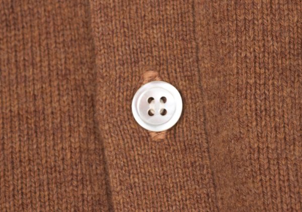 Papas Logo Embroidered Wool Knit Cardigan Brown Size M