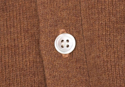 Papas Logo Embroidered Wool Knit Cardigan Brown Size M