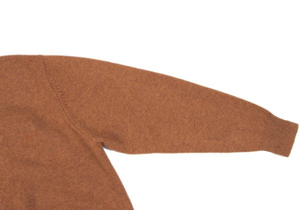 Papas Logo Embroidered Wool Knit Cardigan Brown Size M