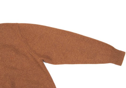 Papas Logo Embroidered Wool Knit Cardigan Brown Size M