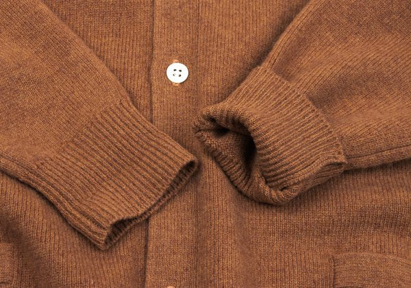 Papas Logo Embroidered Wool Knit Cardigan Brown Size M