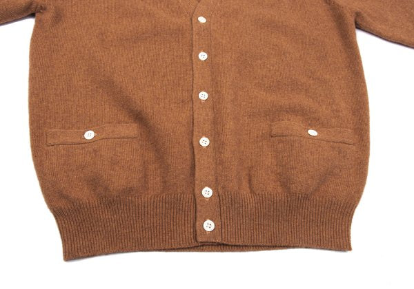 Papas Logo Embroidered Wool Knit Cardigan Brown Size M