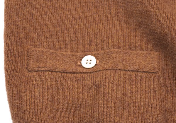 Papas Logo Embroidered Wool Knit Cardigan Brown Size M