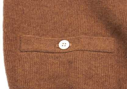 Papas Logo Embroidered Wool Knit Cardigan Brown Size M