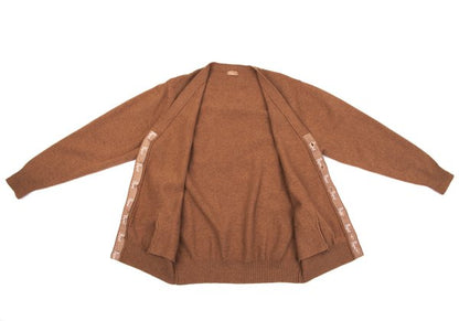 Papas Logo Embroidered Wool Knit Cardigan Brown Size M