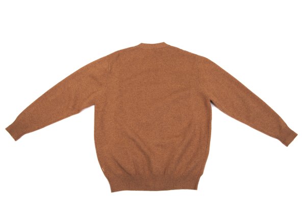 Papas Logo Embroidered Wool Knit Cardigan Brown Size M