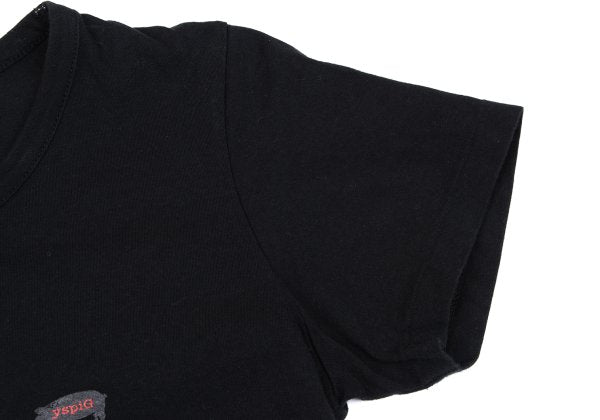 Y's Gipsy Point Print Hem Button Cotton T-Shirt Black Size 2