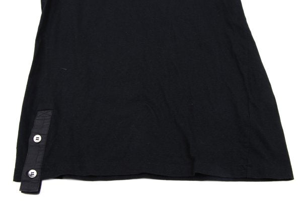 Y's Gipsy Point Print Hem Button Cotton T-Shirt Black Size 2