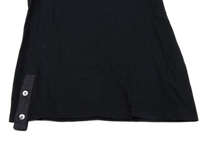 Y's Gipsy Point Print Hem Button Cotton T-Shirt Black Size 2
