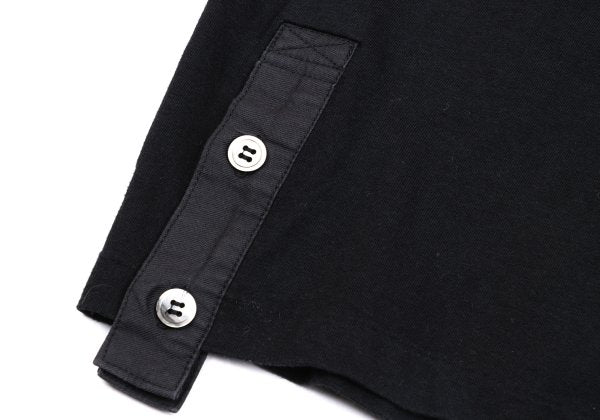 Y's Gipsy Point Print Hem Button Cotton T-Shirt Black Size 2