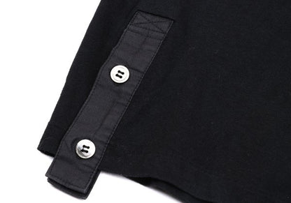 Y's Gipsy Point Print Hem Button Cotton T-Shirt Black Size 2