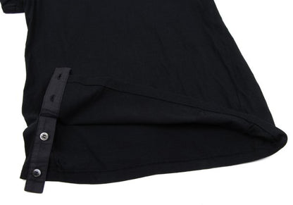 Y's Gipsy Point Print Hem Button Cotton T-Shirt Black Size 2