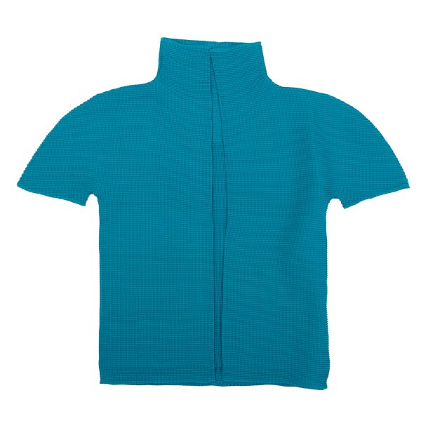ISSEY MIYAKE me Pleated Layered Polyester Blouse Blue Shirt Size F
