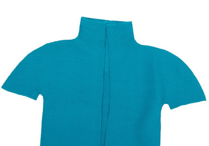 ISSEY MIYAKE me Pleated Layered Polyester Blouse Blue Shirt Size F