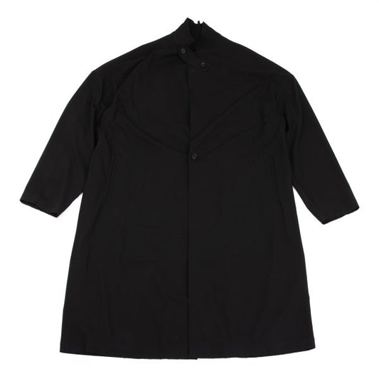 s'yte Raw Edge Stand Collar Long Coat Black Size 3