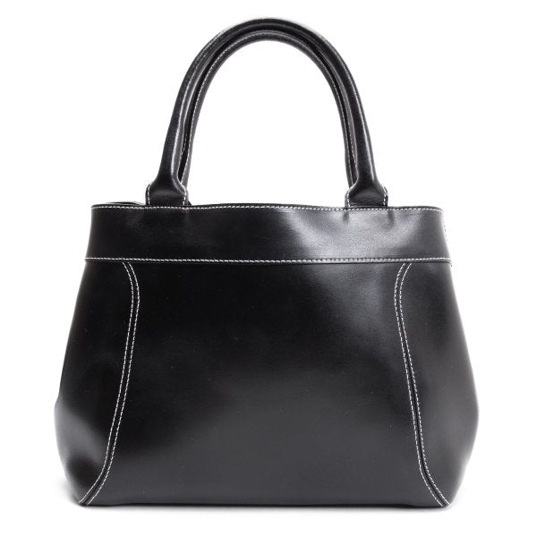 FURLA Belt Design Leather Tote Bag Black