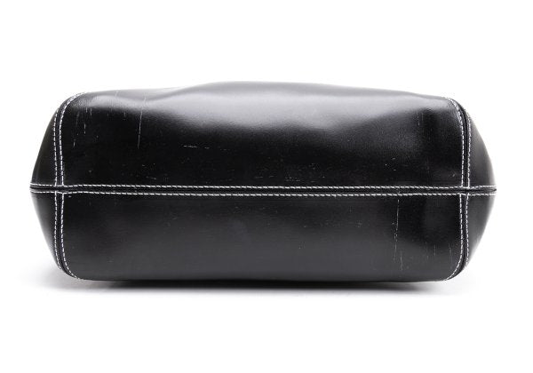 FURLA Belt Design Leather Tote Bag Black