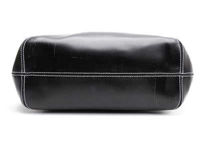FURLA Belt Design Leather Tote Bag Black