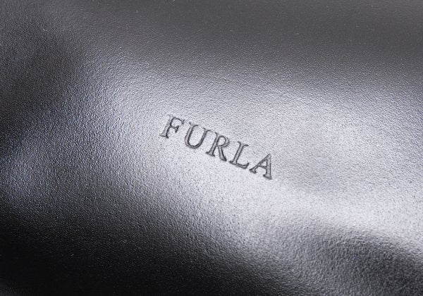 FURLA Belt Design Leather Tote Bag Black