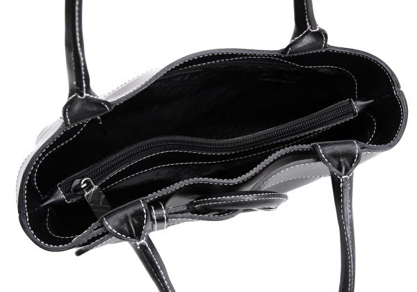 FURLA Belt Design Leather Tote Bag Black
