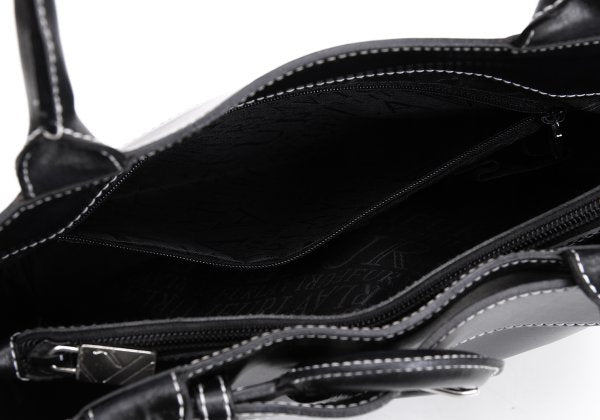 FURLA Belt Design Leather Tote Bag Black