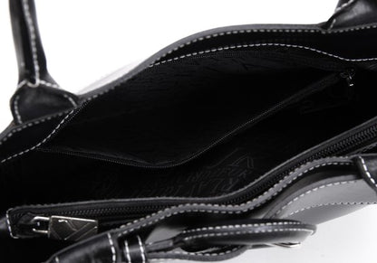 FURLA Belt Design Leather Tote Bag Black