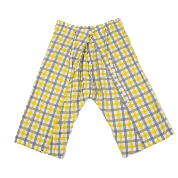 ISSEY MIYAKE me Gingham Check Easy Pants Wht/Gray/Yel Size F