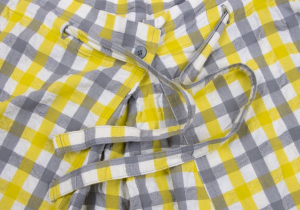 ISSEY MIYAKE me Gingham Check Easy Pants Wht/Gray/Yel Size F