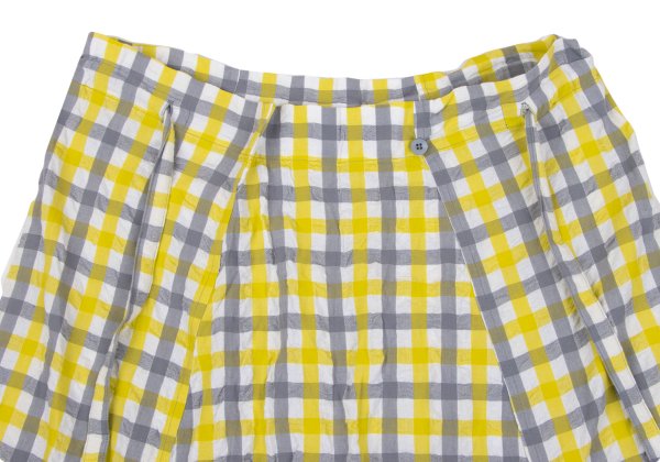 ISSEY MIYAKE me Gingham Check Easy Pants Wht/Gray/Yel Size F