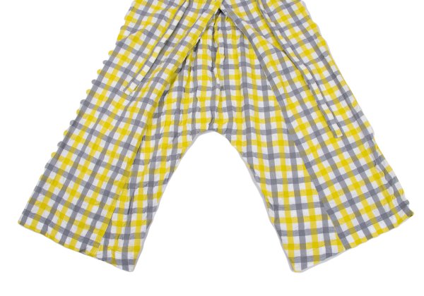 ISSEY MIYAKE me Gingham Check Easy Pants Wht/Gray/Yel Size F