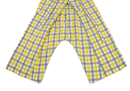 ISSEY MIYAKE me Gingham Check Easy Pants Wht/Gray/Yel Size F