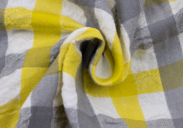 ISSEY MIYAKE me Gingham Check Easy Pants Wht/Gray/Yel Size F